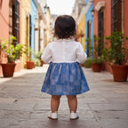 Baby Girl Premium Cotton Denim Frock with attached White shirt