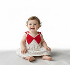 Baby Girls Pure Cotton Heart Print Frock with Red Bow in front