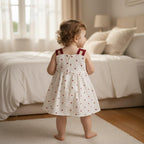 Baby Girls Premium Double Voile Cotton Heart Print Frock