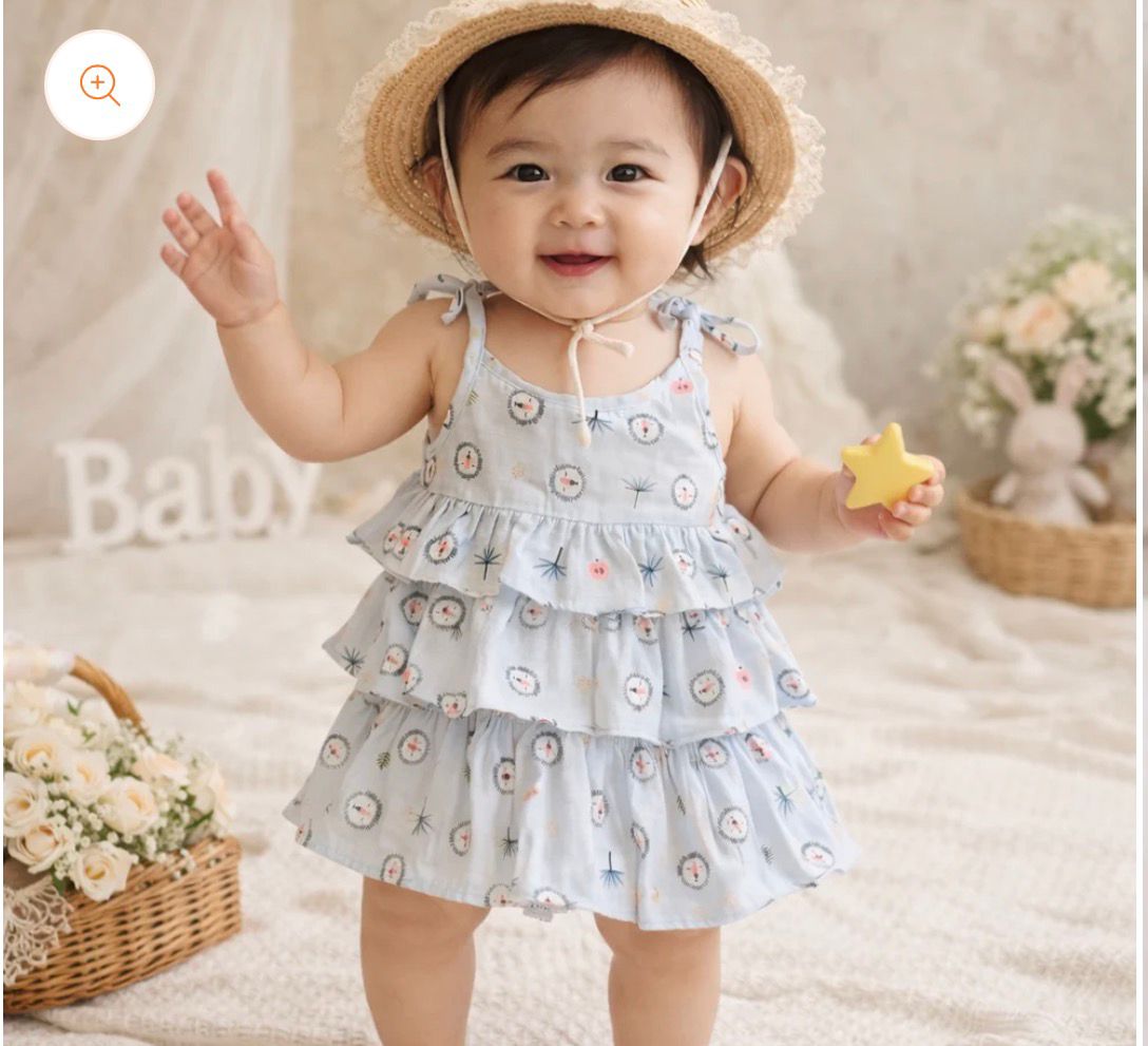Baby Girl Cotton Printed Frock | Sleeveless Tiered Summer Dress