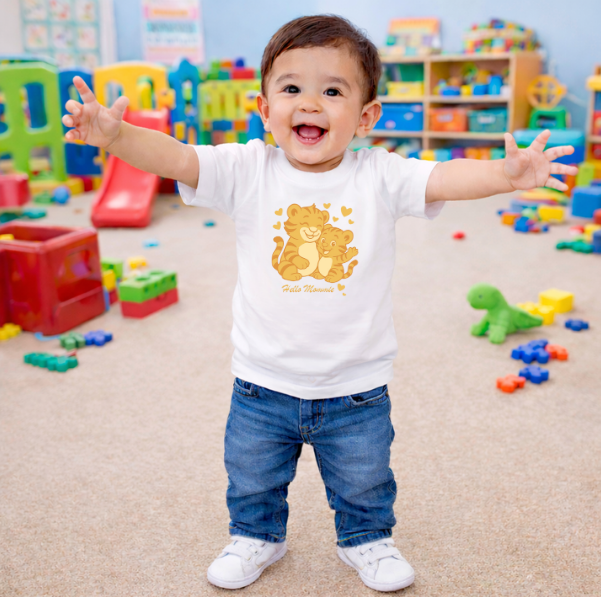 Kids Bamboo Cotton White Printed T-Shirt