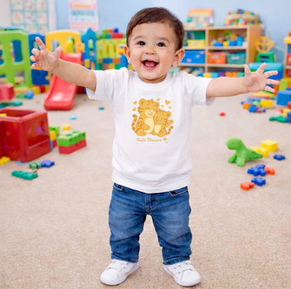 Kids Bamboo Cotton White Printed T-Shirt