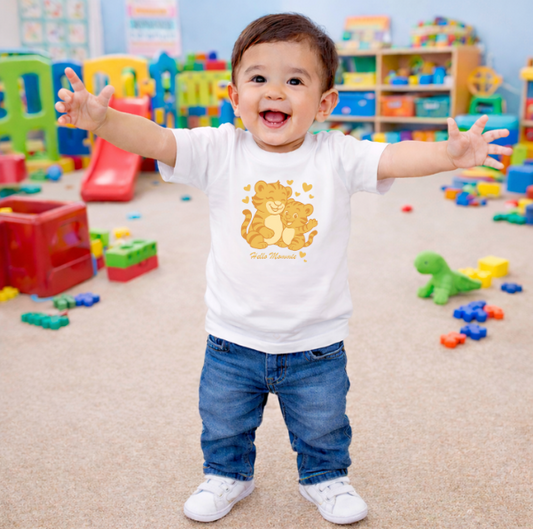 Kids Bamboo Cotton White Printed T-Shirt