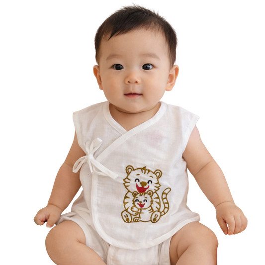 Embroidered Premium Cotton Baby Jhabla with 2 Nappies | For Newborn Boys & Girls